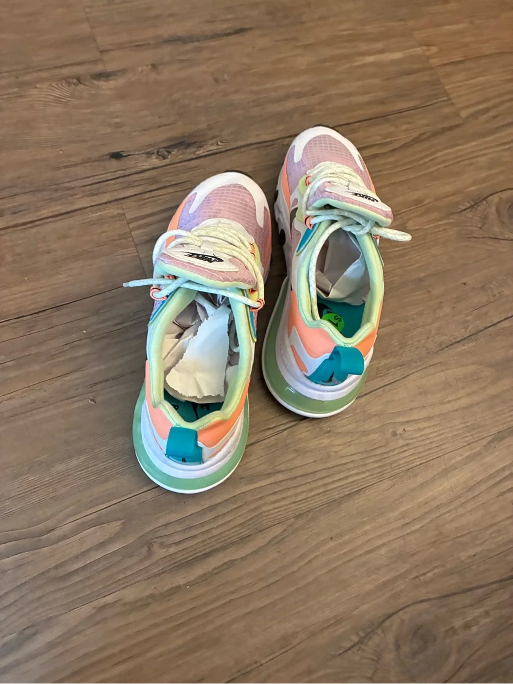 Nike Air Kids Pastel Sneakers - Pink, Mint & Teal Accents Size 7